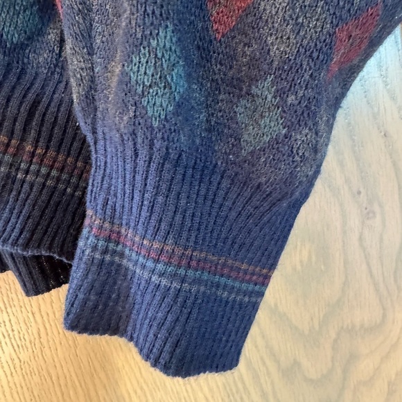 Vintage Florence Tricot Italy Argyle Cardigan Sweater / Wool / Medium - Picture 7 of 13
